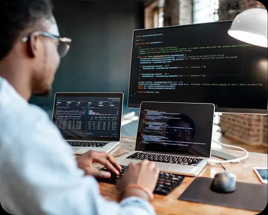 Developer working on web development